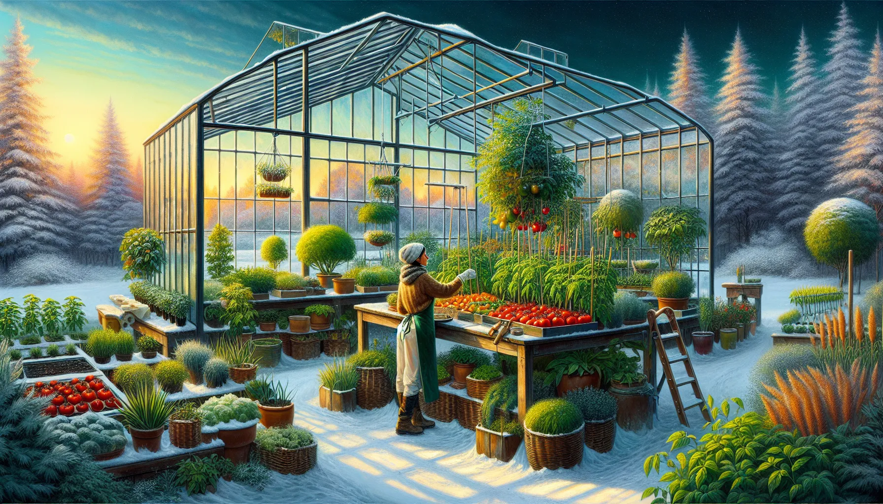 gardening in a greenhouse