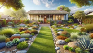 front yard ranch style landscaping